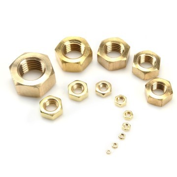 Golden Hexagonal DIN 934 Brass Hexagon Hex Nut Gold Tone (M0.8 to M5)